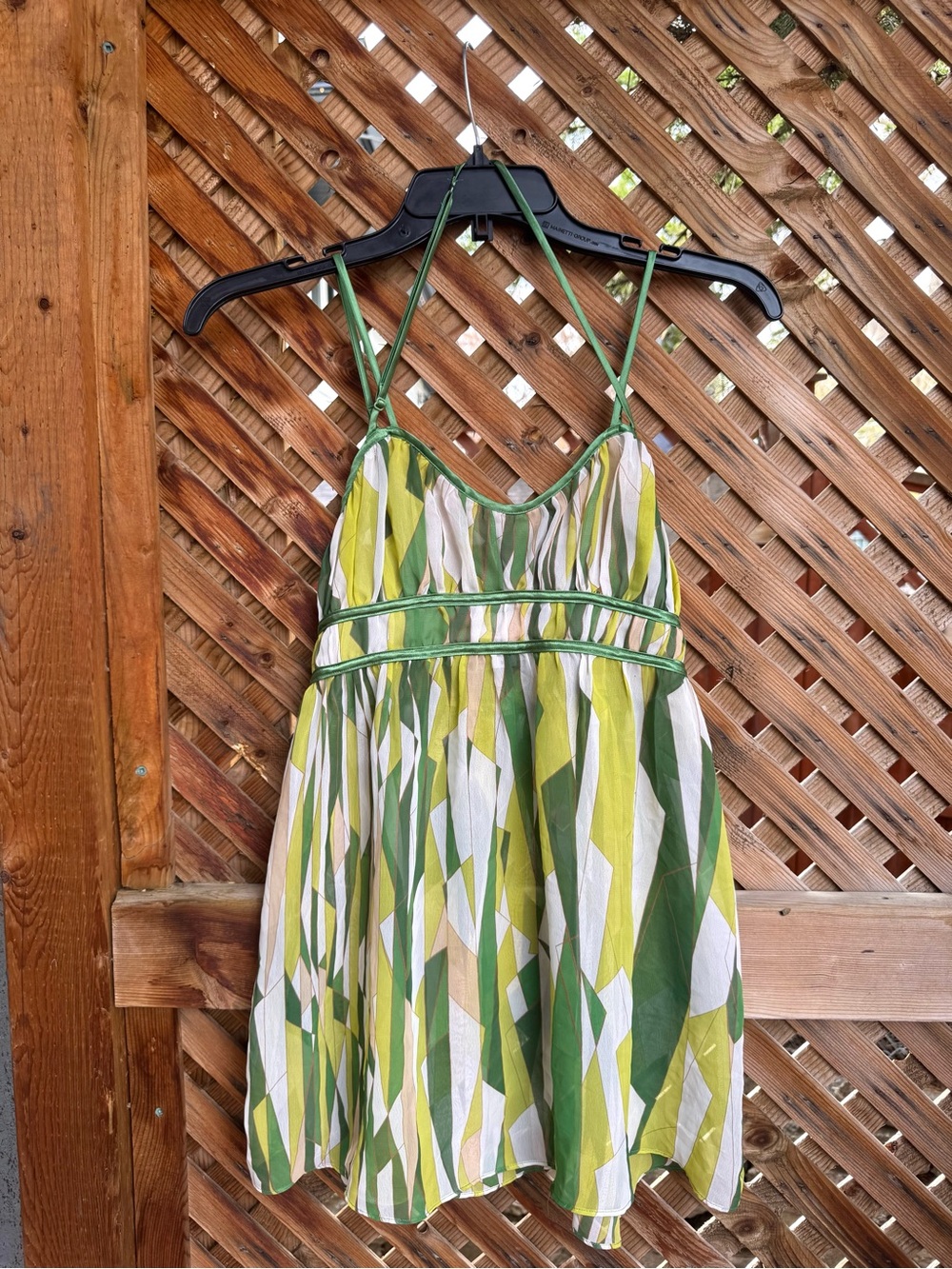 La SENZA Green and Cream Geometric Lingerie Top